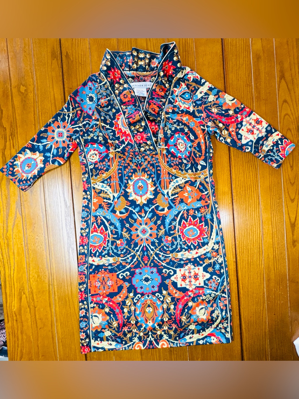 Gretchen Scott Ruffle-Neck Shift Dress Size Shrimp- Xxs